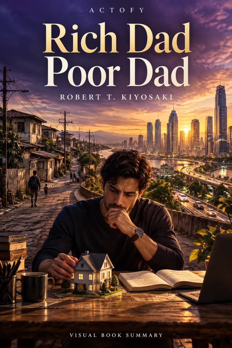 Illustrated poster for Rich Dad Poor Dad