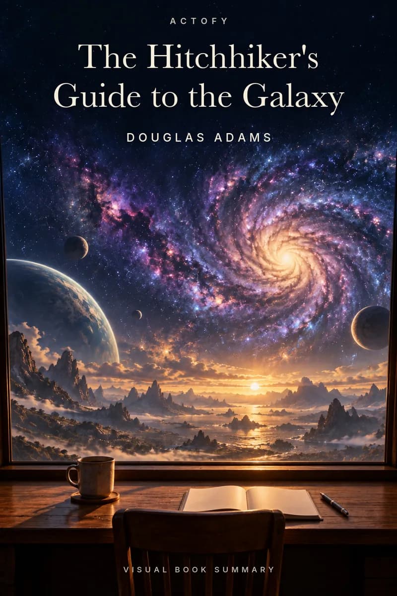 Illustrated poster for The Hitchhiker’s Guide