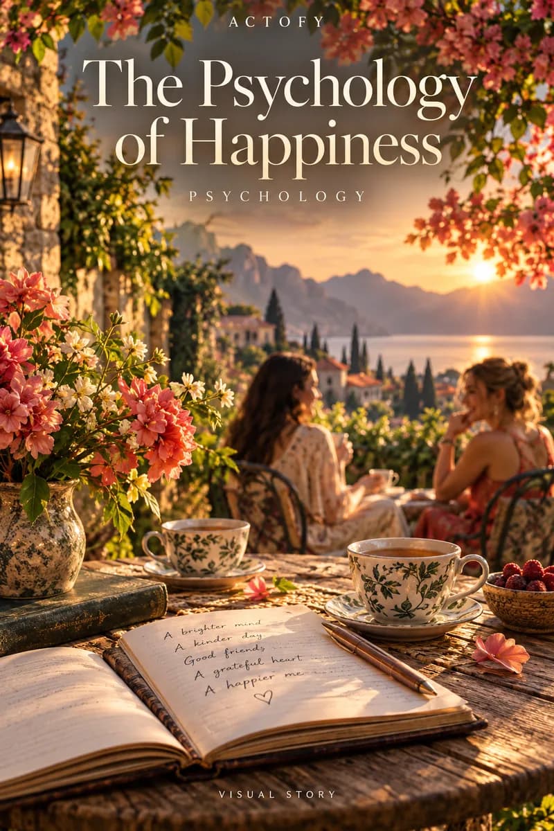 Illustrated poster for The Psychology of Happiness